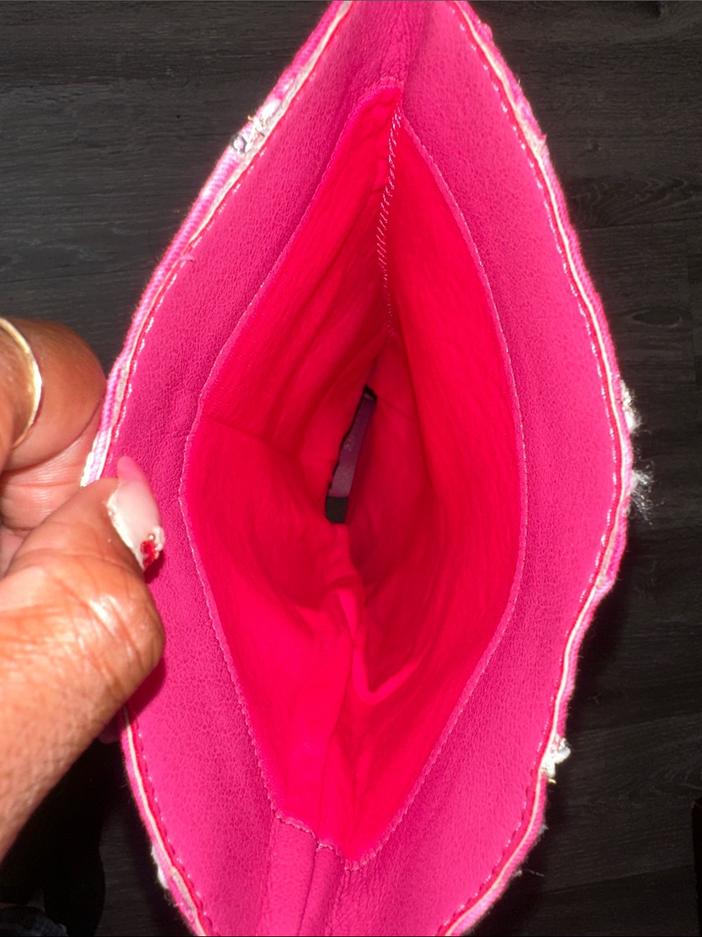 High Pink Patterned Block Heel Boot - Picture 3 of 3